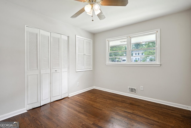3611 Radcliffe Blvd, Decatur, GA 30034 - unfurnished bedroom featuring dark wood-type flooring and a ceiling fan