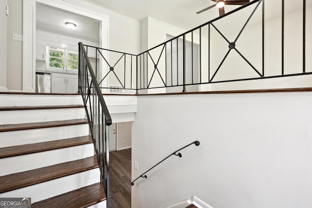 3611 Radcliffe Blvd, Decatur, GA 30034 - staircase featuring a ceiling fan and wood finished floors