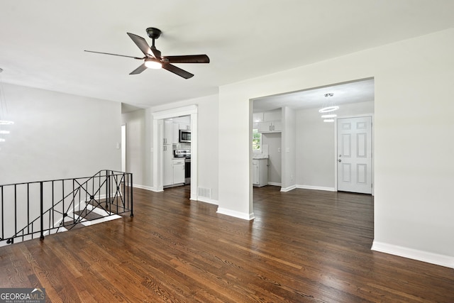 3611 Radcliffe Blvd, Decatur, GA 30034 - unfurnished room with a chandelier, dark wood-type flooring, and a ceiling fan