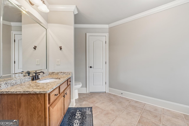 3410 Enclave Mill Ct, Dacula, GA 30019 - bathroom featuring vanity, crown molding, and tile patterned flooring