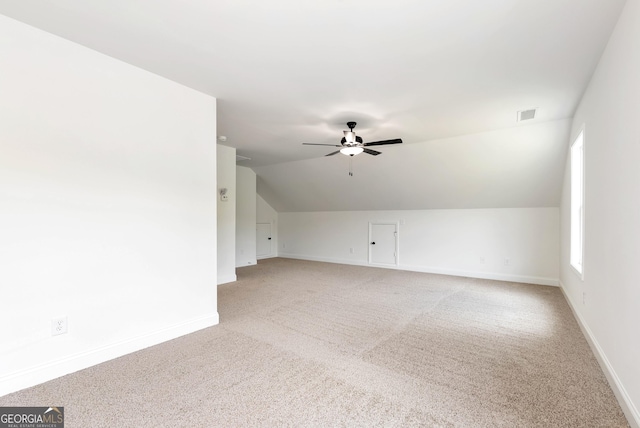 797 Ode Peppers Rd, Winder, GA 30680 - bonus room featuring carpet floors, vaulted ceiling, and a ceiling fan