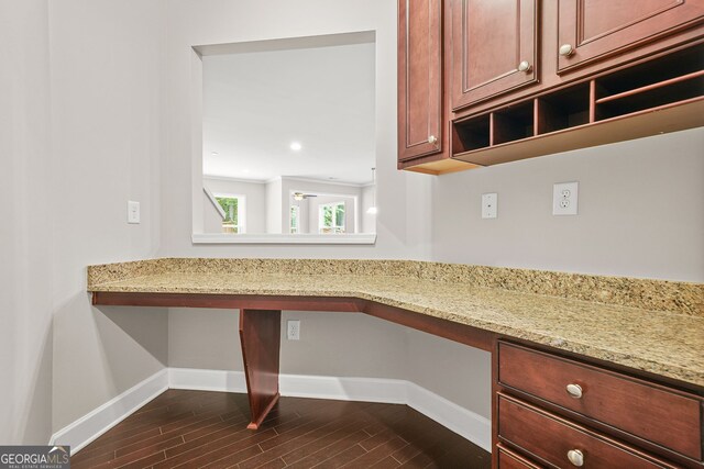 728 Lorimore Pass, Canton, GA 30115 - detailed view of built in study area, wood finished floors, and recessed lighting