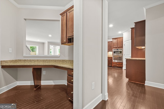 728 Lorimore Pass, Canton, GA 30115 - hall with ornamental molding, dark wood-type flooring, and recessed lighting