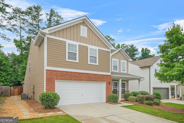 728 Lorimore Pass, Canton, GA 30115 - traditional home featuring a garage, board and batten siding, concrete driveway, and brick siding