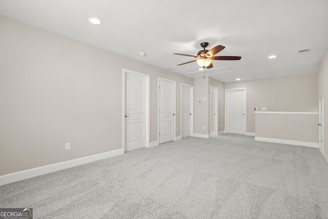 728 Lorimore Pass, Canton, GA 30115 - unfurnished bedroom featuring light colored carpet, recessed lighting, ceiling fan, and two closets