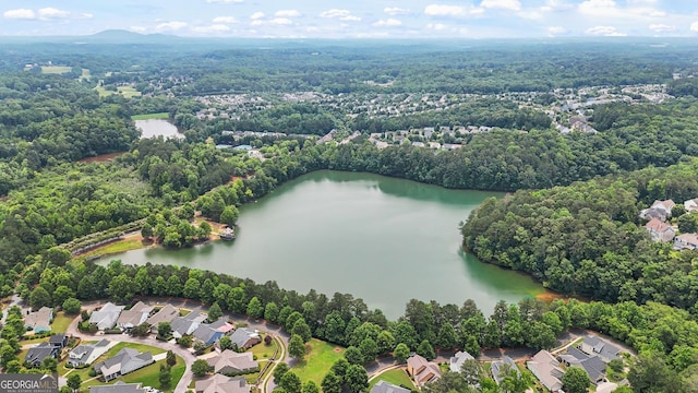 728 Lorimore Pass, Canton, GA 30115 - aerial view of residential area featuring a large body of water and a forest