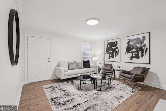 1166 Booth Rd SW Unit 301, Marietta, GA 30008 - living room featuring crown molding and wood finished floors