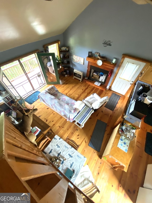 539 Dowel Cir, Ellijay, GA 30540 - living room with vaulted ceiling and wood finished floors