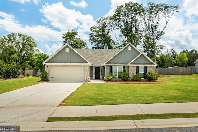 126 Sawgrass Ln, Statham, GA 30666 - craftsman-style house featuring brick siding, a garage, board and batten siding, driveway, and a chimney