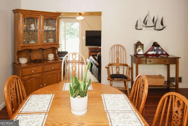 125 Pebble Beach Ct, Atlanta, GA 30349 - dining space featuring a ceiling fan and light wood finished floors