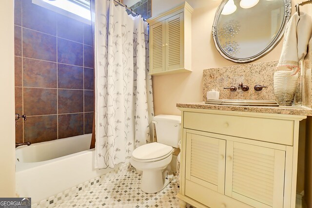 805 Cog Hl, Mcdonough, GA 30253 - full bathroom featuring shower / tub combo with curtain and vanity