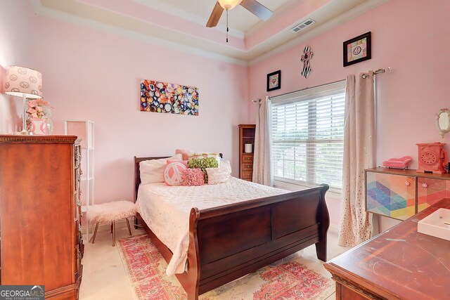 805 Cog Hl, Mcdonough, GA 30253 - bedroom featuring ornamental molding and a tray ceiling