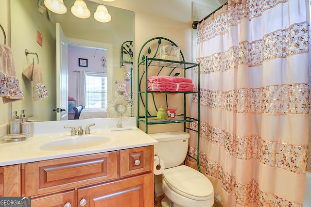 805 Cog Hl, Mcdonough, GA 30253 - bathroom with vanity and a shower with shower curtain