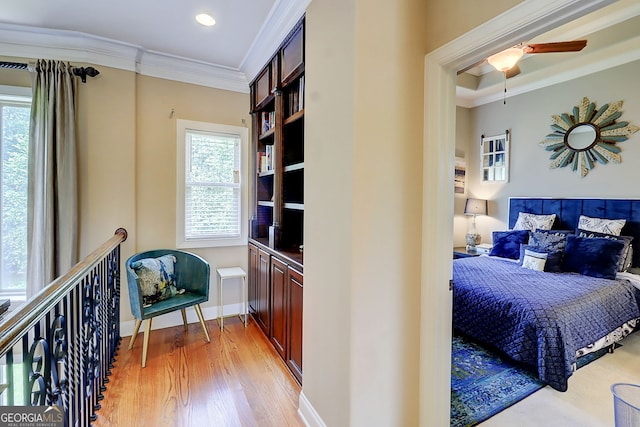 805 Cog Hl, Mcdonough, GA 30253 - bedroom featuring crown molding, light wood-style flooring, and recessed lighting