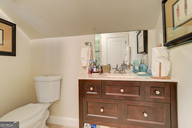 805 Cog Hl, Mcdonough, GA 30253 - bathroom featuring vanity and vaulted ceiling