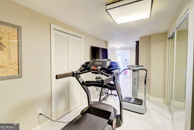 805 Cog Hl, Mcdonough, GA 30253 - exercise room with light marble finish floors and baseboards