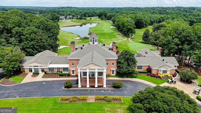 805 Cog Hl, Mcdonough, GA 30253 - aerial view of property and surrounding area featuring a local golf course and a large body of water