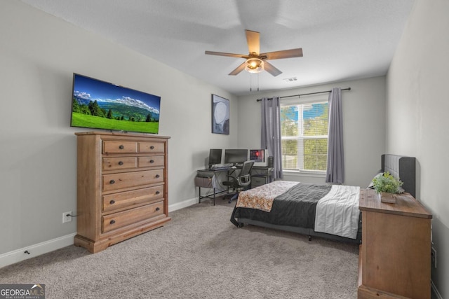 89 Crestview Dr, Guyton, GA 31312 - carpeted bedroom with an office area and a ceiling fan