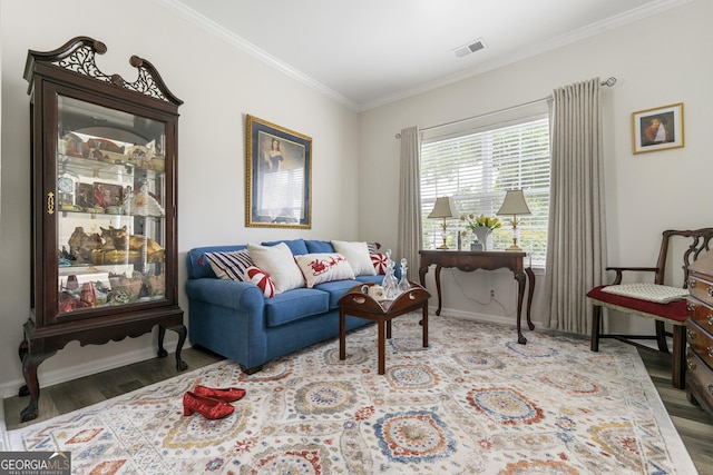 58 Lilyfield Ln, Acworth, GA 30101 - living room featuring wood finished floors and crown molding