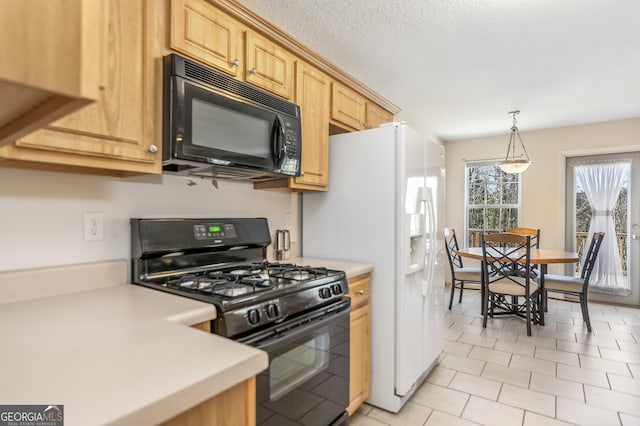 8810 Brookhurst Trl, Gainesville, GA 30506 - kitchen with black appliances, light countertops, light brown cabinetry, and light tile patterned floors