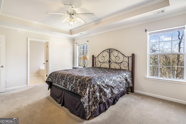 8810 Brookhurst Trl, Gainesville, GA 30506 - bedroom with carpet floors, ornamental molding, multiple windows, and a tray ceiling