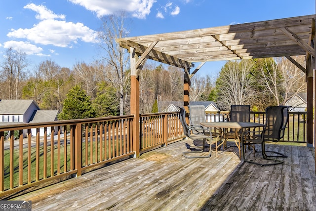 8810 Brookhurst Trl, Gainesville, GA 30506 - wooden terrace featuring outdoor dining space and a pergola