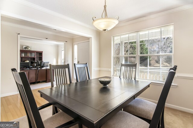 8810 Brookhurst Trl, Gainesville, GA 30506 - dining room with ornamental molding and light wood-style floors