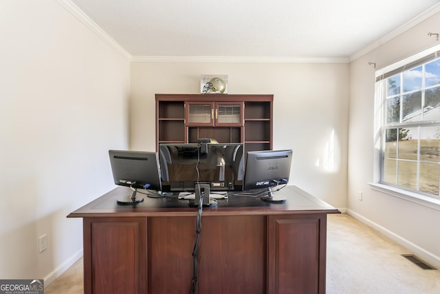 8810 Brookhurst Trl, Gainesville, GA 30506 - office area featuring crown molding and light carpet