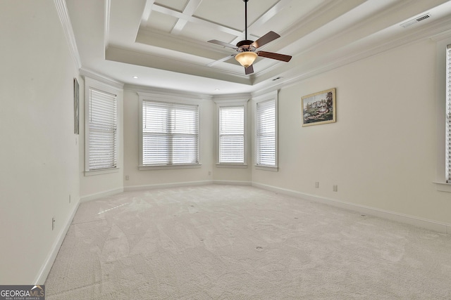 118 Fire Creek Trl, Senoia, GA 30276 - spare room featuring ornamental molding, carpet flooring, and a ceiling fan