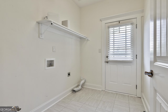118 Fire Creek Trl, Senoia, GA 30276 - laundry area featuring electric dryer hookup, washer hookup, and light tile patterned floors