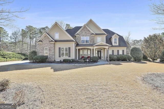 118 Fire Creek Trl, Senoia, GA 30276 - view of front of home with stone siding and a porch