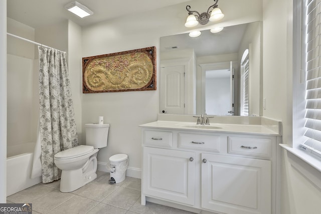 118 Fire Creek Trl, Senoia, GA 30276 - bathroom featuring vanity, tile patterned floors, and shower / bathtub combination with curtain