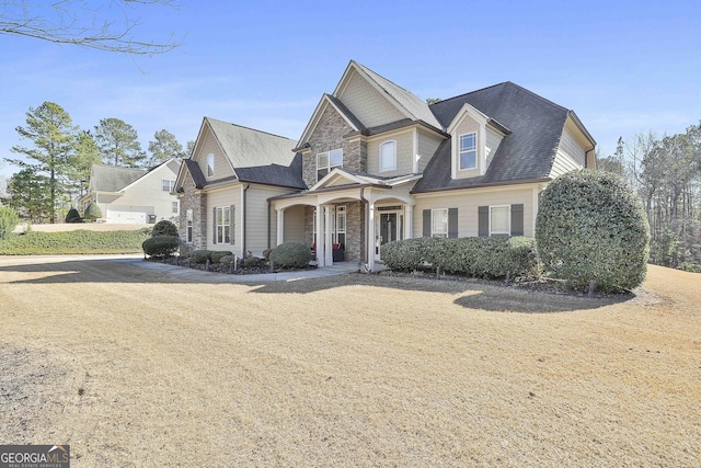 118 Fire Creek Trl, Senoia, GA 30276 - view of front of house with stone siding and covered porch