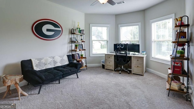 8325 Post Oak Ln, Gainesville, GA 30506 - home office featuring light colored carpet and a ceiling fan