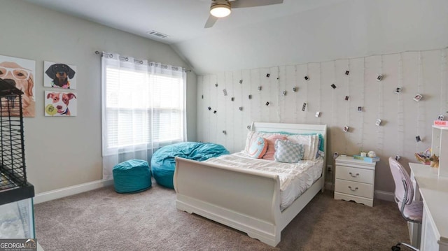 8325 Post Oak Ln, Gainesville, GA 30506 - carpeted bedroom with vaulted ceiling and a ceiling fan