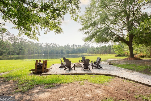 313 White Pine Highway, Nicholls, GA 31554 - view of yard with a fire pit, a water view, and a forest view