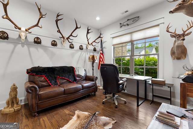 150 Dean Dr, Tyrone, GA 30290 - home office featuring wood finished floors and recessed lighting