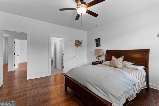 150 Dean Dr, Tyrone, GA 30290 - bedroom featuring wood finished floors and ceiling fan