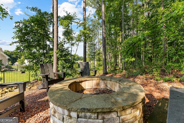 150 Dean Dr, Tyrone, GA 30290 - view of patio / terrace featuring an outdoor fire pit