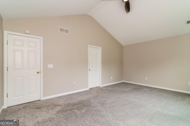 2801 Priestcliff Dr, Smyrna, GA 30080 - bonus room featuring carpet floors, a ceiling fan, and high vaulted ceiling
