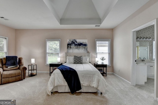 1635 Lake Heights Cir, Dacula, GA 30019 - bedroom featuring light colored carpet and ensuite bathroom