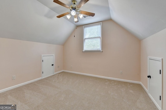1635 Lake Heights Cir, Dacula, GA 30019 - bonus room with light carpet, a ceiling fan, and lofted ceiling
