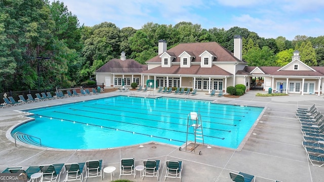 1635 Lake Heights Cir, Dacula, GA 30019 - community pool with french doors and a patio