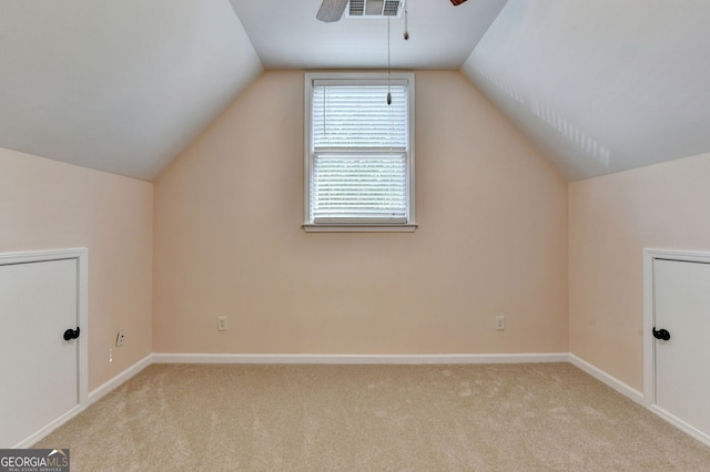 1635 Lake Heights Cir, Dacula, GA 30019 - bonus room featuring a ceiling fan, light carpet, and lofted ceiling