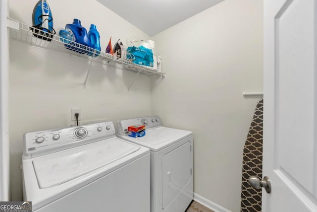 1936 Lakeshore Overlook Cir NW, Kennesaw, GA 30152 - laundry room featuring separate washer and dryer and baseboards