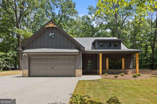 1687 Harmony Rd, Temple, GA 30179 - view of front of house featuring board and batten siding, a garage, asphalt driveway, and a shingled roof