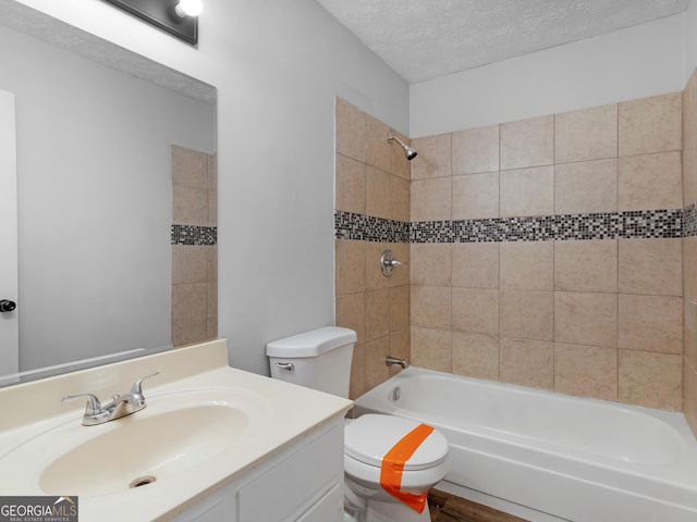 4720 Hull Rd SE, Conyers, GA 30094 - full bath featuring vanity, shower / tub combination, and a textured ceiling