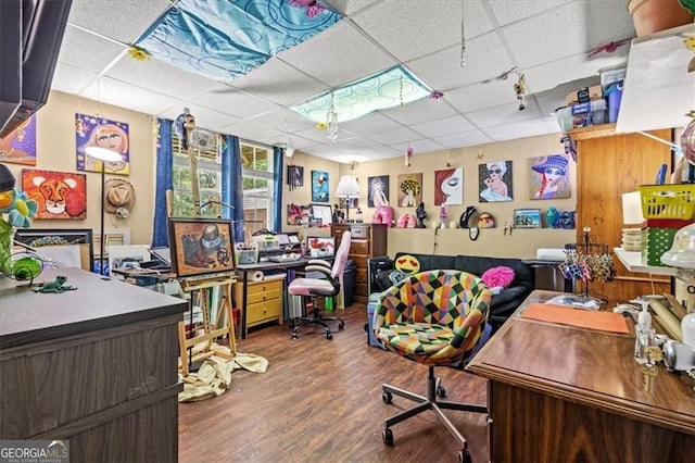 47 Powder Springs St, Hiram, GA 30141 - office area featuring a paneled ceiling and wood finished floors