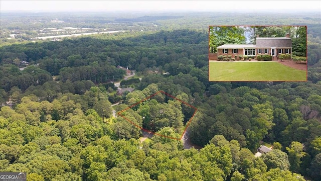 2179 Mountclaire Ct, Stone Mountain, GA 30087 - view from above of property with a forest and property boundaries highlighted