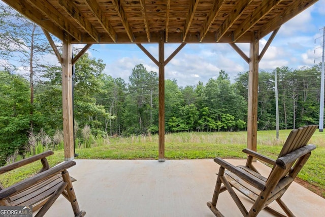 6422 Woodland Station Dr, Lula, GA 30554 - view of patio with a wooded view